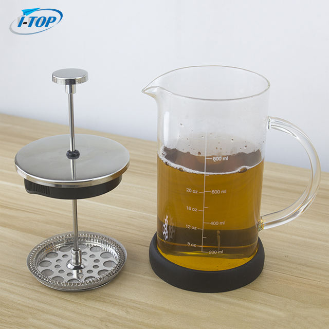 I-TOP GFP06 350ml 600ml 1000ml couvercle en bambou cafetière Prensa Francesa café de voyage presse française en acier inoxydable
