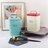 Meilleures Ventes En Acier Inoxydable Thé Café Sucre Boîtes Ensemble 3 Pcs Alimentaire Grands Pots De Stockage De Couleur Verte