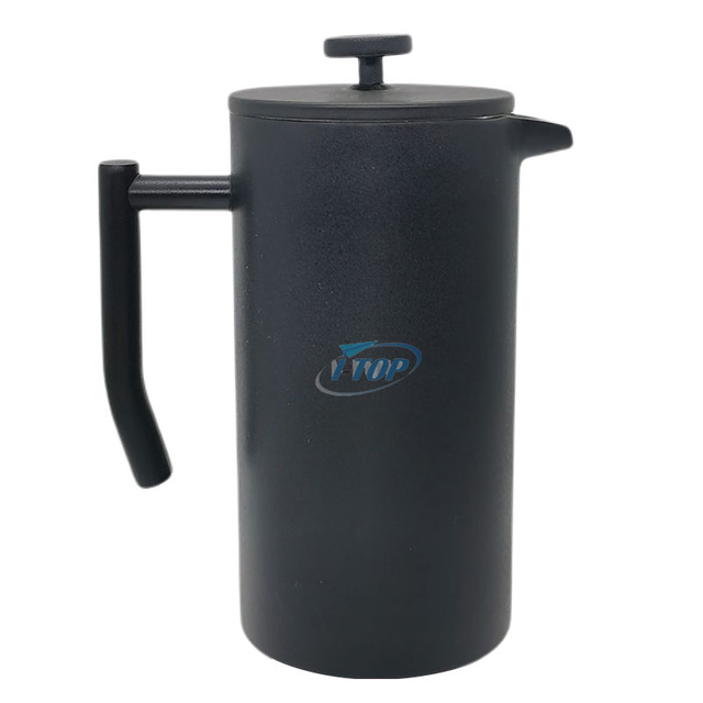 Presse française en acier inoxydable de style classique 34 oz Cafetière à double paroi isolée Presse française avec poignée incurvée