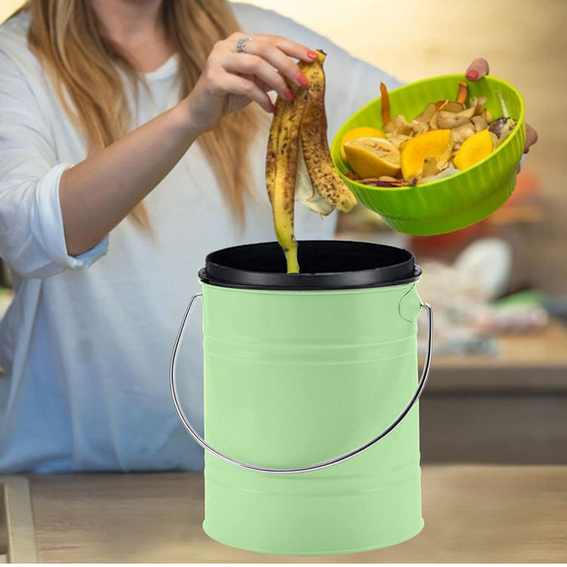 Poubelle à compost Eco matériau recyclé ménage intérieur acier inoxydable cuisine poubelle filtre Compost pour cuisine pour engrais