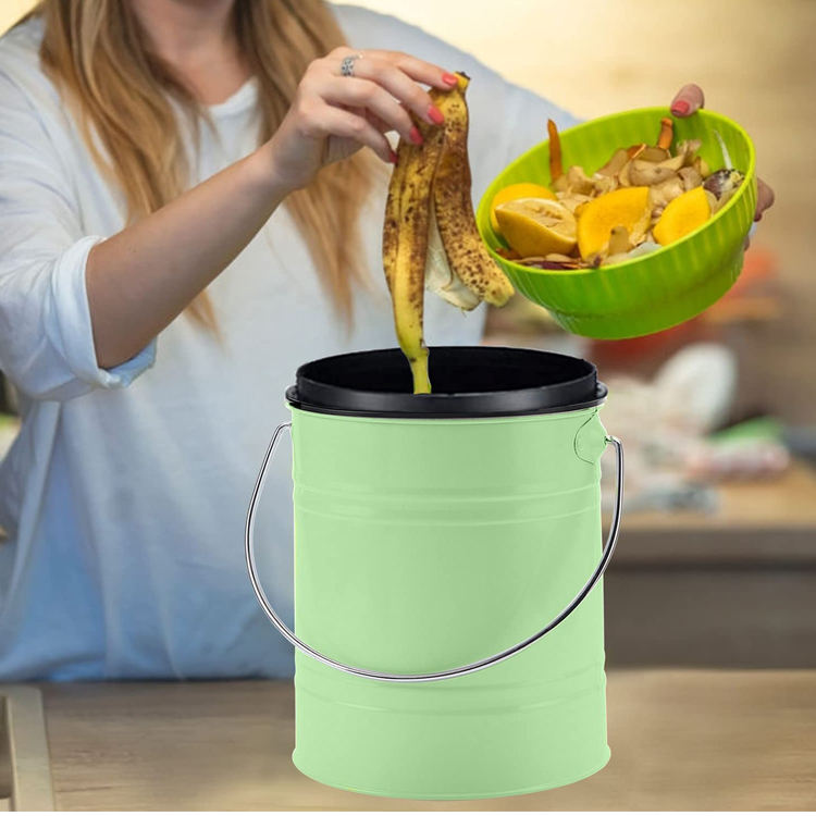 Poubelle à compost Eco matériau recyclé ménage intérieur acier inoxydable cuisine poubelle filtre Compost pour cuisine pour engrais