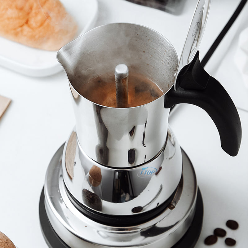 Moka en acier inoxydable Inox 18/8 Machine à expresso Moka Pot Induction de chaleur Disponible Poignée en nylon