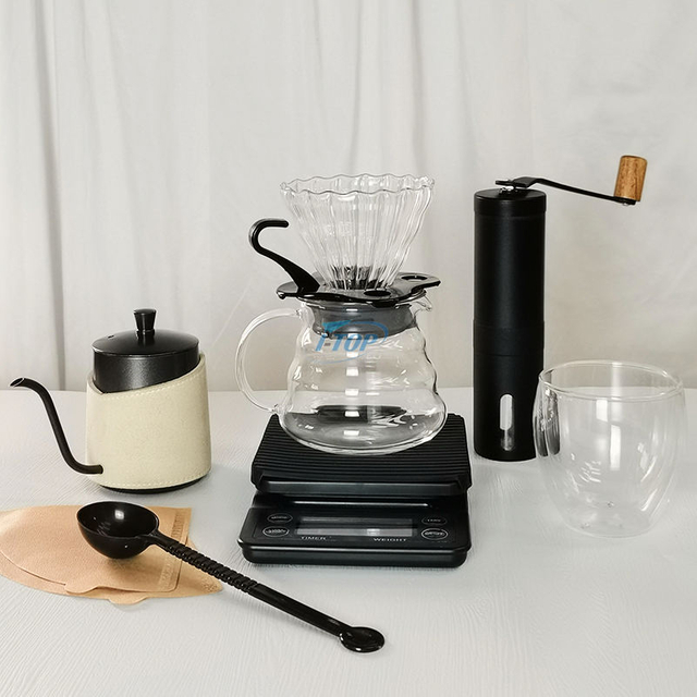 Kit de café 9-en-1 V60 Ensemble de café Ensemble d'accessoires de café portables avec bagage à fermeture à glissière portable