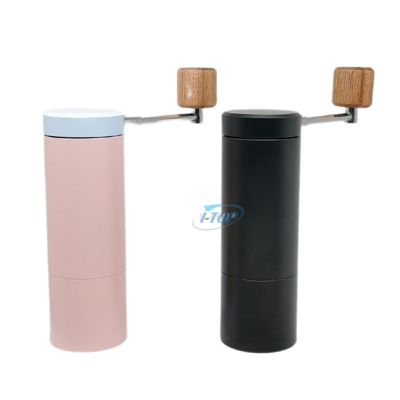 Mini moulin à café manuel portable en acier inoxydable avec manche en bois