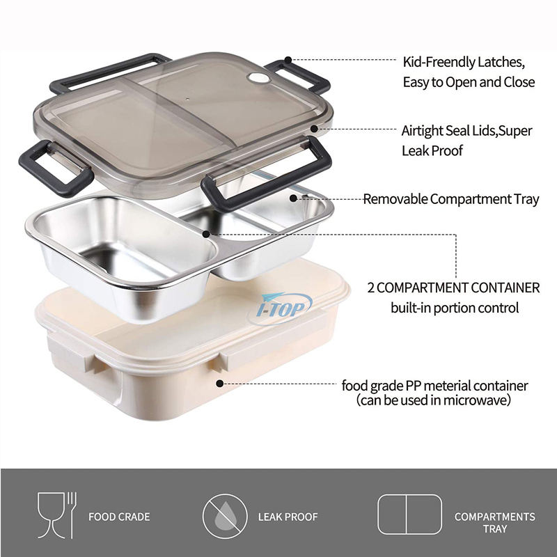 Offre spéciale lave-vaisselle boîtes à lunch écologiques en acier inoxydable alimentaire Snack conteneur bento boîtes à lunch avec 5 compartiments