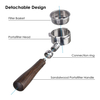 Porte-filtre sans fond 54 mm avec manche en bois naturel Porte-filtre nu en acier inoxydable 304 pour Barista