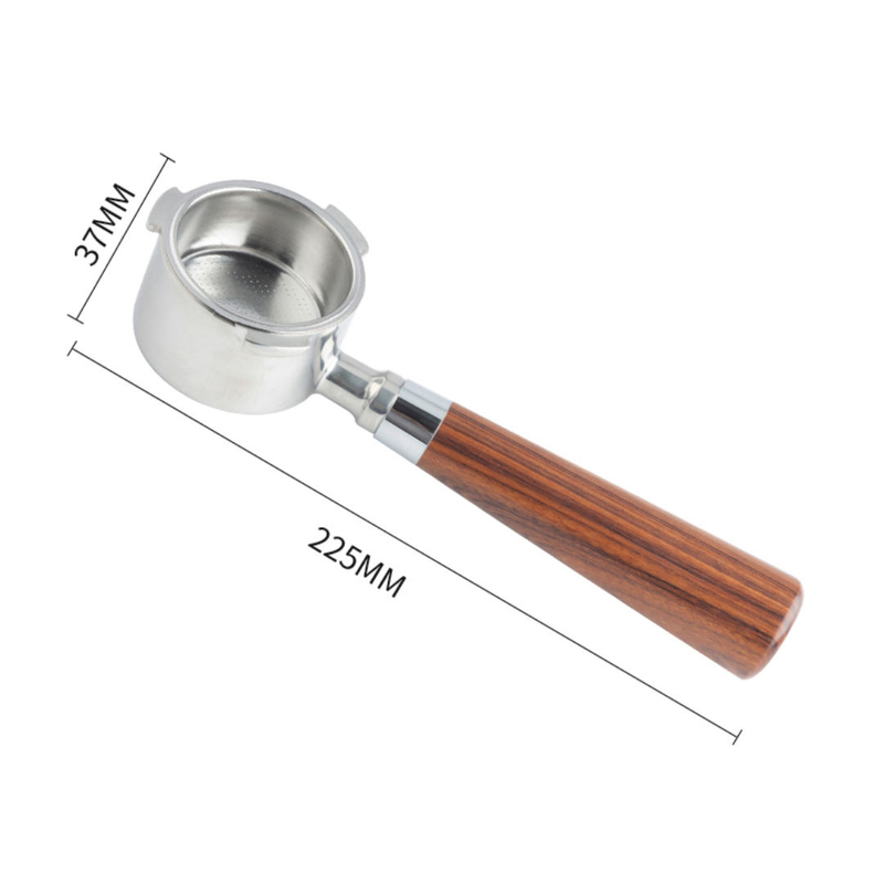 Porte-filtre sans fond 54 mm avec manche en bois naturel Porte-filtre nu en acier inoxydable 304 pour Barista