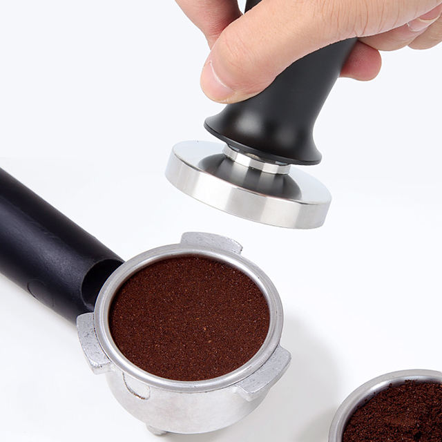 Espresso Tamper Barista Café Tamper avec ressort 100% Flat Inox Base Coffee Tamper
