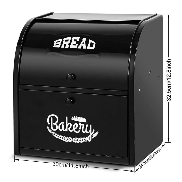 Boîte à pain en acier inoxydable de cuisine bac de stockage de pain réglable à 2 couches avec couvercle boîte de rangement de maquillage