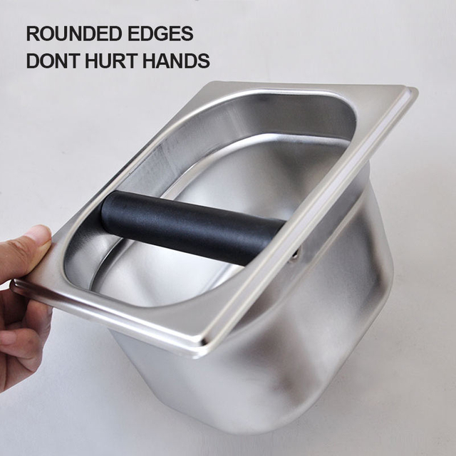 Ecocoffee Rectangulaire En Acier Inoxydable Espresso Mini Grind Conteneur Café Knock Box / Espresso Dump Bin Grind Waste Bin