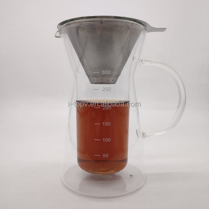 Versez sur la cafetière avec filtre Apace Living avec tasse à mesurer et bouchon en liège Élégant goutteur de café avec verseuse en verre