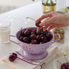 23cm 28cm Émailware Poudre Enduit Logo Personnalisé Fruits Alimentaire Passoire Émail Passoire Avec Jante En Acier Inoxydable