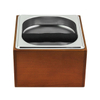 Boîte à café en acier inoxydable Knock Box Espresso avec coffret en bois - Boîte à café avec cadre en bois
