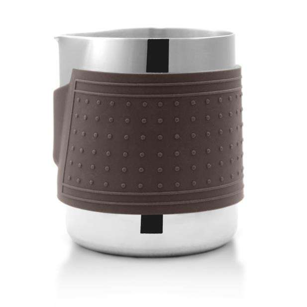 Pichet à mousser le lait Pichet à vapeur de lait en acier inoxydable Bec arrondi Coussinets en silicone résistant à la chaleur Pot à lait