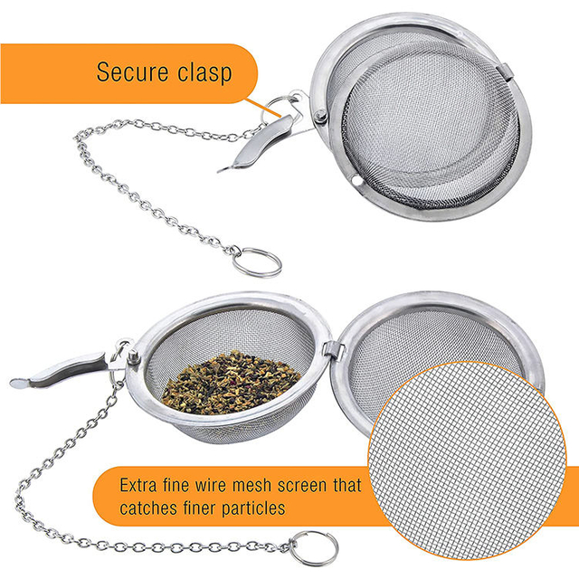 Boules à thé en maille d'acier inoxydable 304 de qualité alimentaire/infuseur à thé/passoire à thé