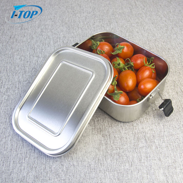 Boîte à bento rectangulaire en acier inoxydable en métal de qualité alimentaire
