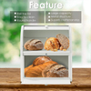 Boîte à pain la plus vendue support de grande capacité 2 niveaux en métal en acier inoxydable grandes boîtes de stockage des aliments conteneur pour pains