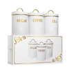 Fournisseur cuisine garde-manger Organisation café sucre conteneurs blanc couleur hermétique en acier inoxydable ensemble de bidons pour le stockage des aliments