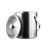 Seau à glace portable isolé en acier inoxydable à double paroi avec couvercle et pince à glace. Passoire incluse pour garder la glace froide et sèche.