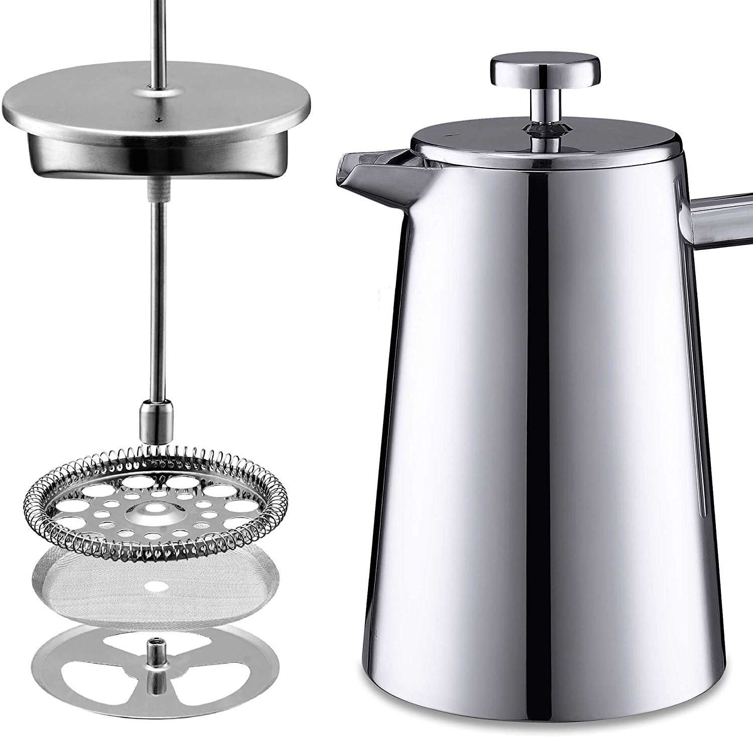 Presse à café lavable au lave-vaisselle Cafetière en acier inoxydable 304 à double paroi durable sans marc de café presse française