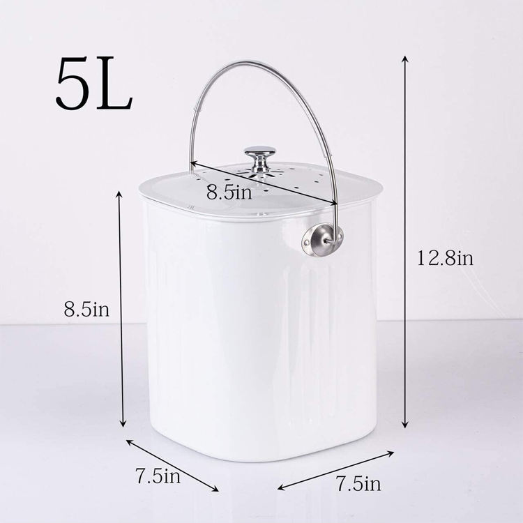 Mini poubelle de table Poubelle à compost de cuisine en acier inoxydable sans odeur avec couvercle filtrant