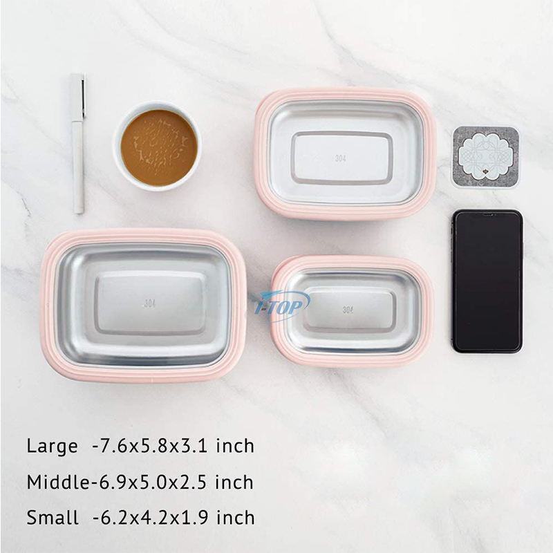 Vente en gros Adultes Enfants Leakproof Lunch Bento Box conteneur de stockage des aliments 304 Boîte à Lunch en Acier Inoxydable avec Couvercle
