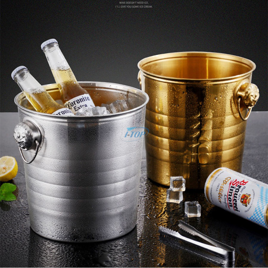 Usine directe 5,5 pouces Mini seau à glace portable à double paroi en acier inoxydable seau à glace pour seau à champagne