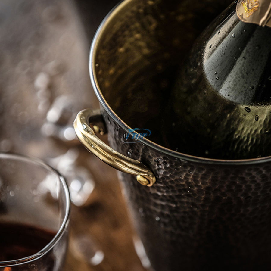 Logo personnalisé 4L Seau à vin en argent Refroidisseur Seau en métal Seau à glace galvanisé avec pelle et couvercle