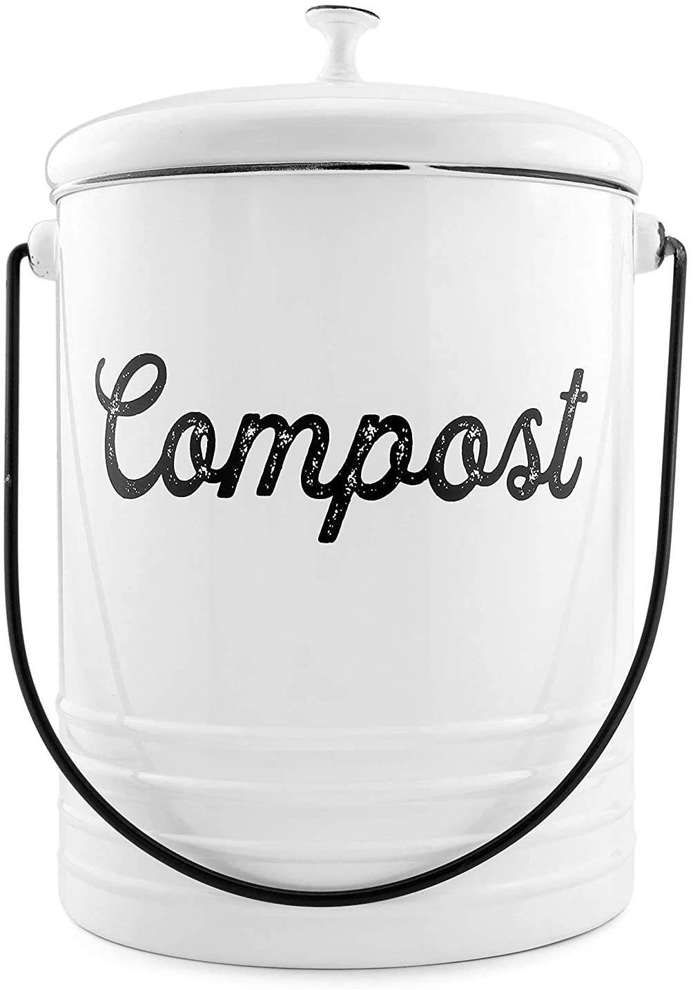 Composteur de 1,3 gallons pour comptoir de cuisine antirouille intérieur sans odeur filtres bac à compost avec couvercle