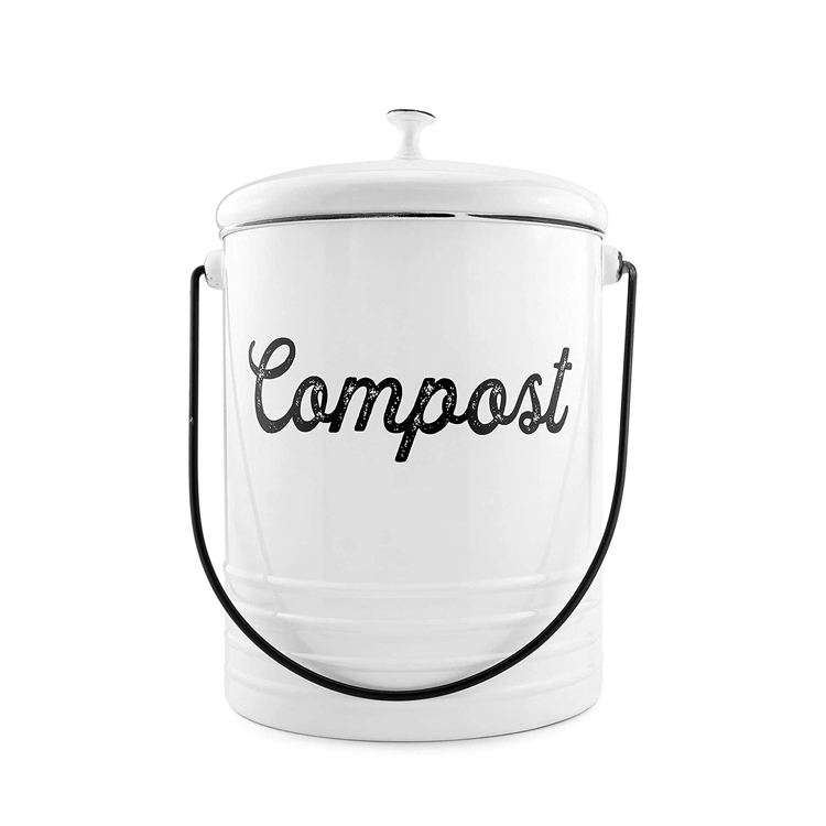 Composteur de 1,3 gallons pour comptoir de cuisine antirouille intérieur sans odeur filtres bac à compost avec couvercle
