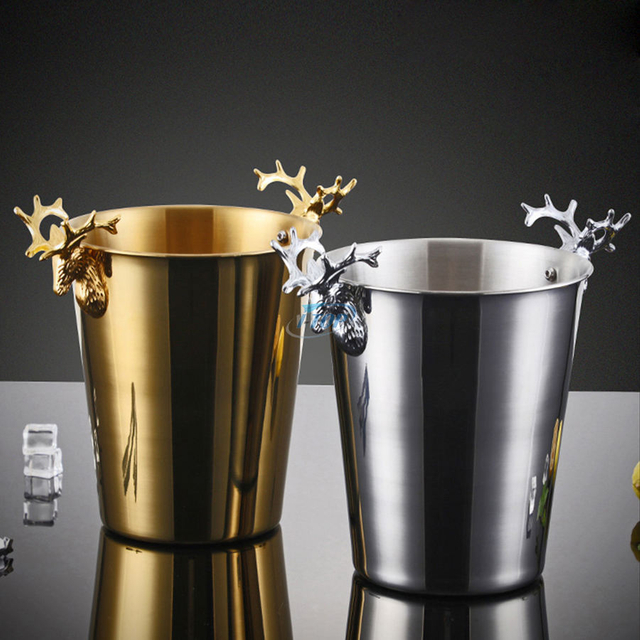Seau à glace en acier inoxydable à double paroi portable personnalisé de 3 litres pour seau à boissons
