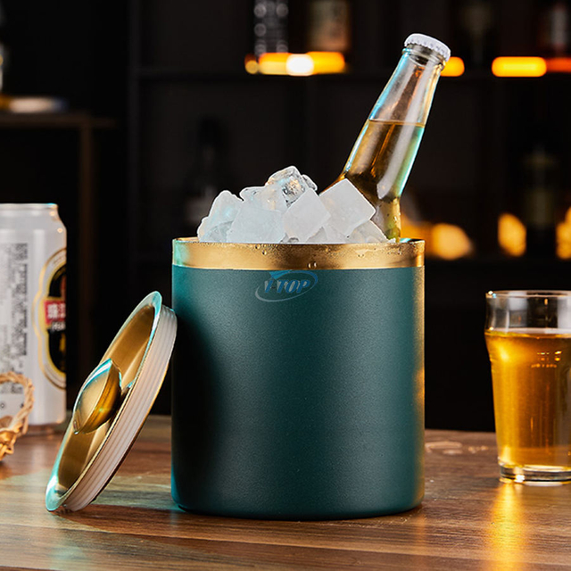 Cadeau parfait 4L Portable Champagne vin refroidisseur extérieur seau à glace Double paroi en acier inoxydable seau à glace pour barbecue