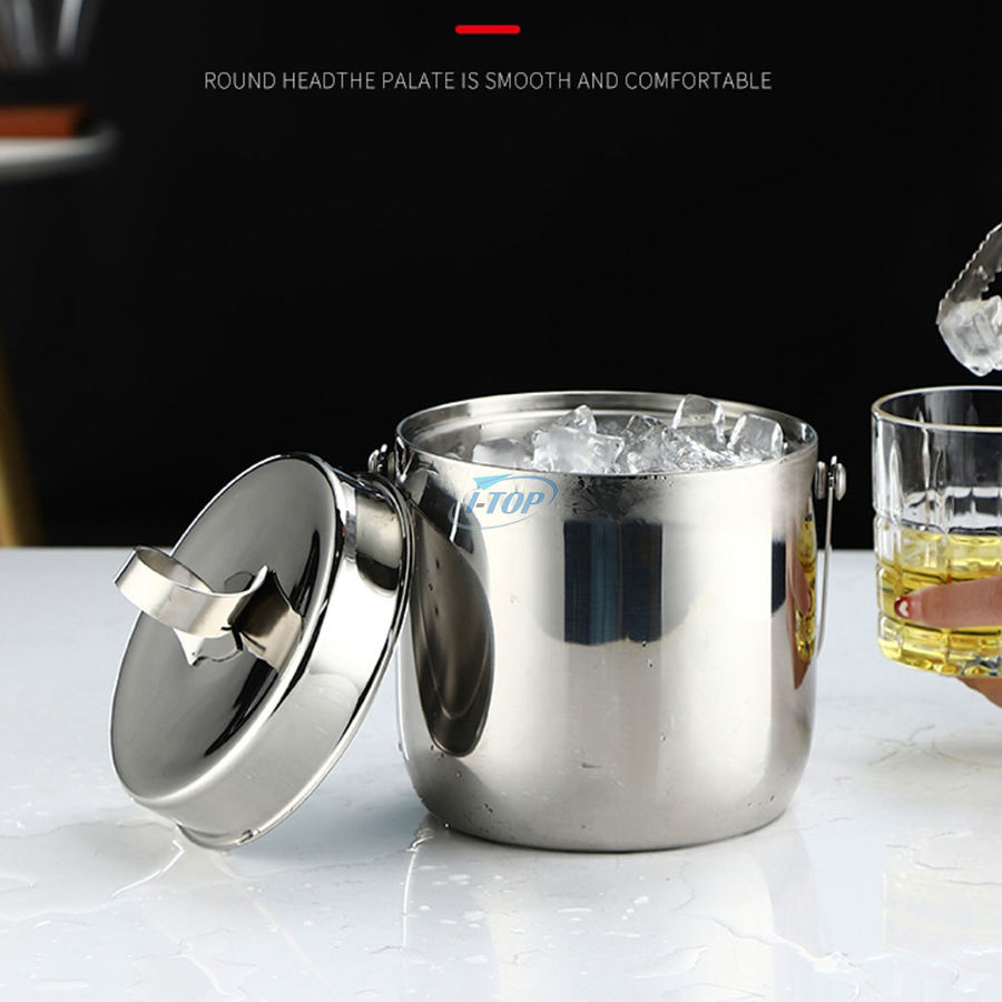 cadeau parfait Seau en métal argenté 4L Seau à vin Refroidisseur Seau à glace galvanisé avec double paroi