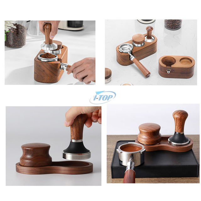 Ensemble de bourrage de café Poignée en bois Marteau de café Kit de bourrage et outil avec agitateur de café pour la distribution