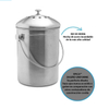 Poubelle à compost de cuisine pour comptoir de cuisine 1,3 gallon en acier inoxydable avec 1 bac à compost de filtre à charbon de rechange
