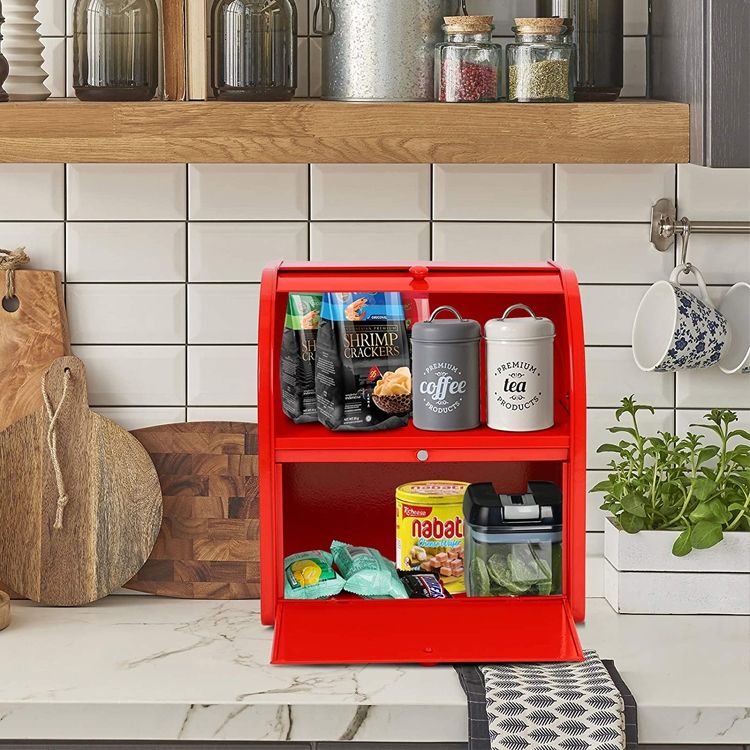 Boîte à pain en acier inoxydable la plus vendue pour les conteneurs de stockage de pain alimentaire de comptoir de cuisine