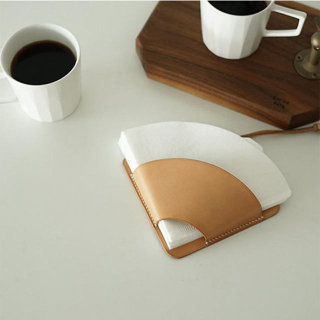 Logo personnalisé nouveauté porte-filtre à café en cuir véritable mignon