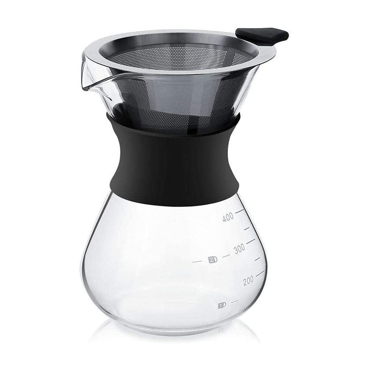 Versez sur la cafetière avec filtre Apace Living avec tasse à mesurer et bouchon en liège Élégant goutteur de café avec verseuse en verre