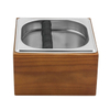 Boîte à café en acier inoxydable Knock Box Espresso avec coffret en bois - Boîte à café avec cadre en bois