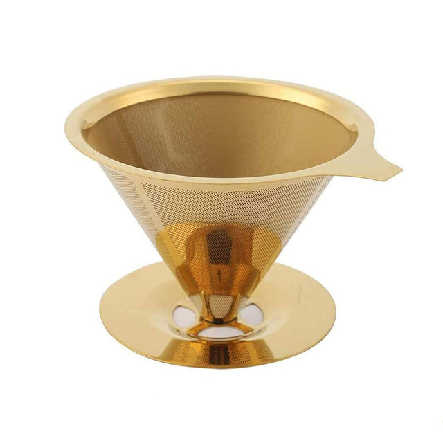 Filtre à café en acier inoxydable Filtre à entonnoir réutilisable Filtre à café goutte à goutte