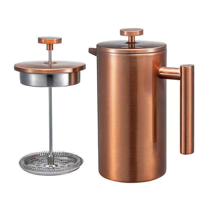 Cafetière à presse française, comprend une cuillère à clip !Résistant aux empreintes digitales, acier inoxydable isolé à double paroi, grand 4 tasses