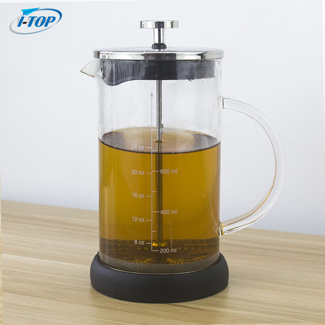 I-TOP GFP06 350ml 600ml 1000ml couvercle en bambou cafetière Prensa Francesa café de voyage presse française en acier inoxydable