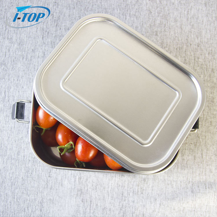 Boîte à bento rectangulaire en acier inoxydable en métal de qualité alimentaire