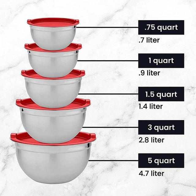 Ensemble de bols à mélanger de qualité supérieure de 18 cm respectueux de l'environnement, bol à salade en acier inoxydable avec couvercle pour ustensiles de cuisine