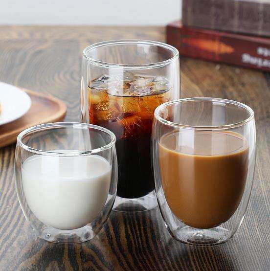 Tasses à café en verre ensemble tasses isolées à Double paroi grandes tasses pour thé Latte Cappuccino borosilicate tasses en verre transparent
