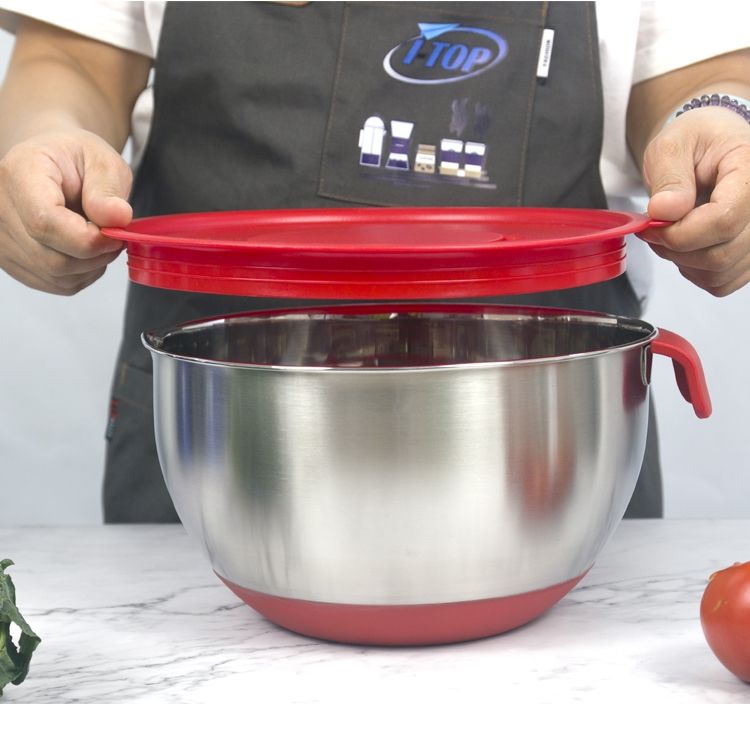 Bol de mélange de salade en acier inoxydable 304 empilable d'accessoires de cuisine multifonctionnels pour la cuisson