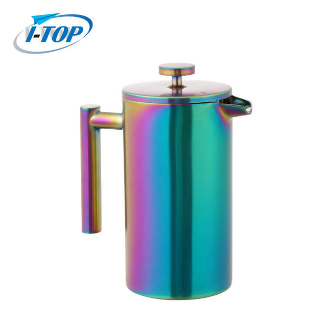 Rainbowl Peinture French Press Passe au lave-vaisselle Double paroi en acier inoxydable Coffee French Press