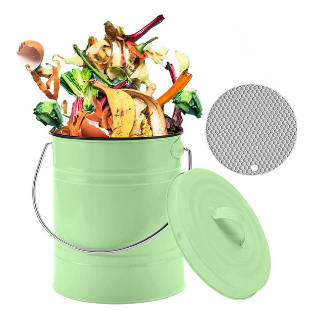 Poubelle à compost Eco matériau recyclé ménage intérieur acier inoxydable cuisine poubelle filtre Compost pour cuisine pour engrais
