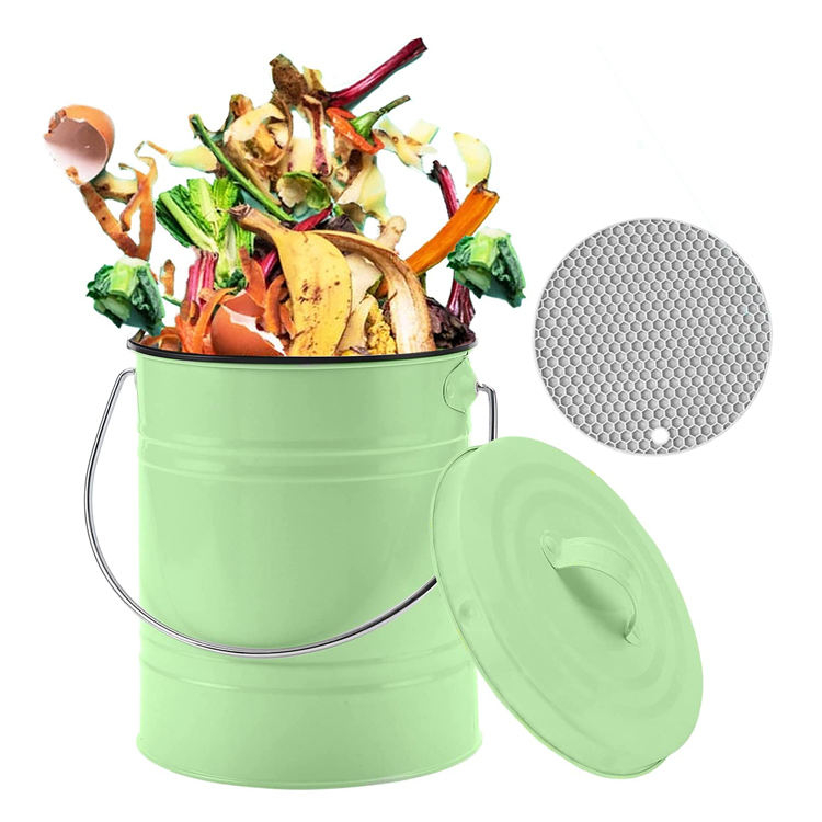 Poubelle à compost Eco matériau recyclé ménage intérieur acier inoxydable cuisine poubelle filtre Compost pour cuisine pour engrais