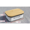 Gros Airtight Keeper Container Hêtre Bambou Couvercle Métal Suger Fromage Boîte De Rangement Beurrier